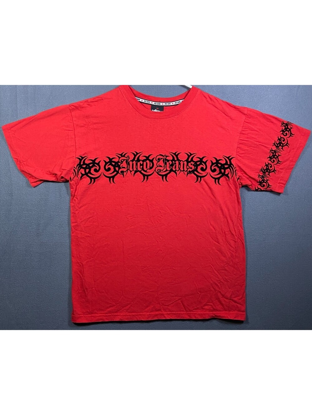 Vintage JNCO T-Shirt Red Tribal Wraparound 90s Y2K Skater Raver USA Men's Large